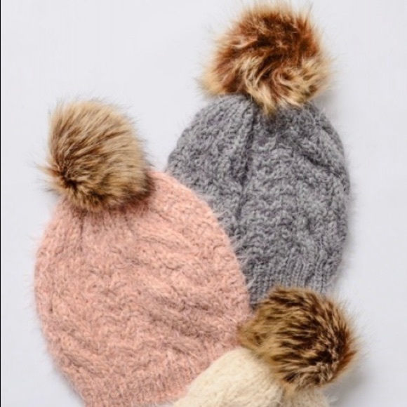 Faux Mohair Pom Pom Beanie, Black, Ultra Soft - Picture 4 of 4